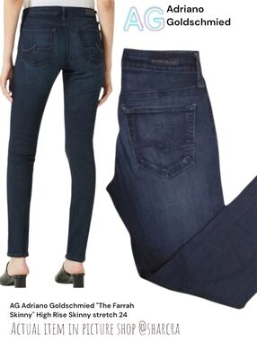 AG Adriano Goldschmied The Farrah Skinny high waisted dark wash jeans women's 24
